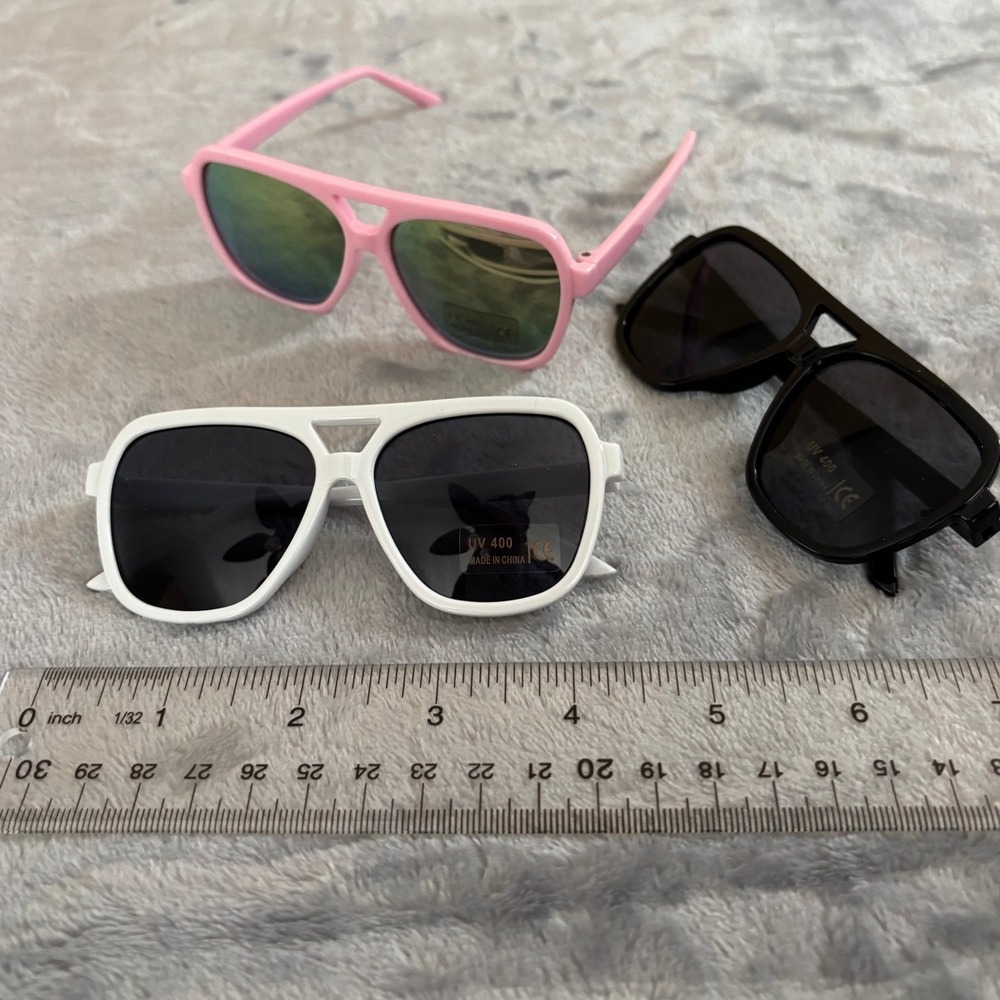 Baby Infant Toddler Sunglasses 3-Pack 0-2 Year UV400 Turbo Black White Pink - Picture 2 of 2
